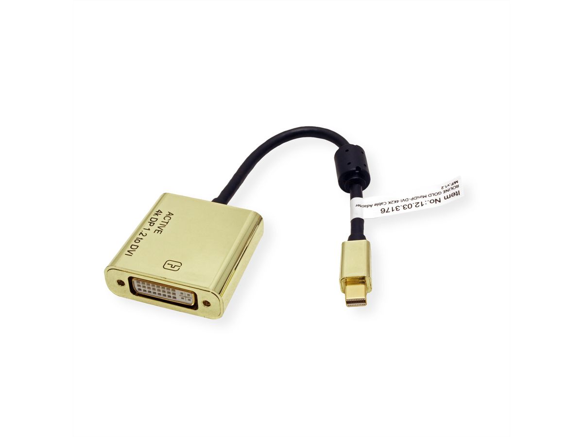 ROLINE GOLD 4K Adaptateur Mini DisplayPort-DVI, MiniDP M - DVI F