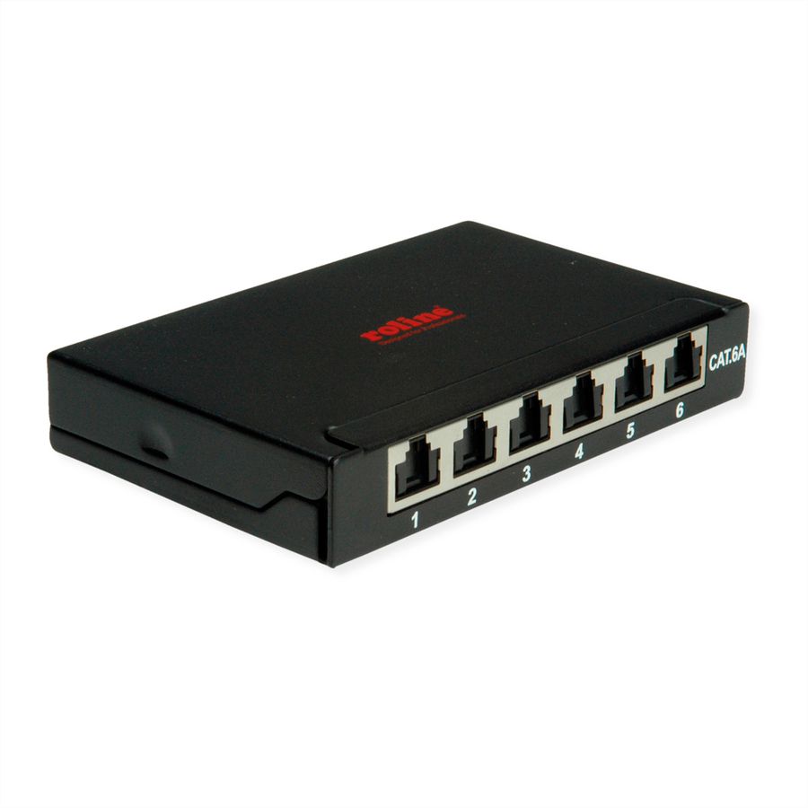 ROLINE Mini panneau Cat.6A/ClassEA 6 ports, 0,5U, blindé, noir