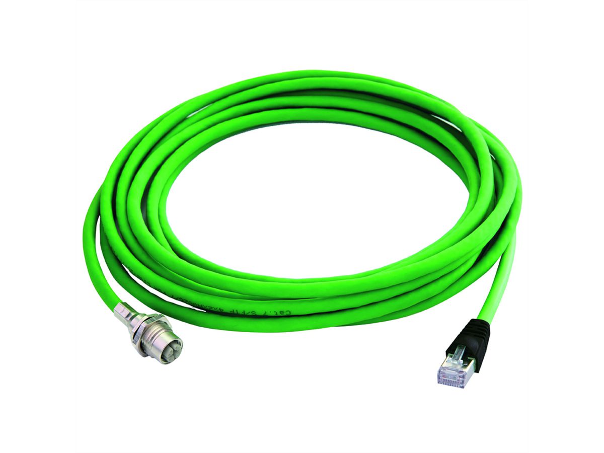 TELEGÄRTNER STX M12x1-RJ-45 VL codé X Cat.6A, CS01CP05B-SFTP2607C7-1PUR-A0200 , 2 m