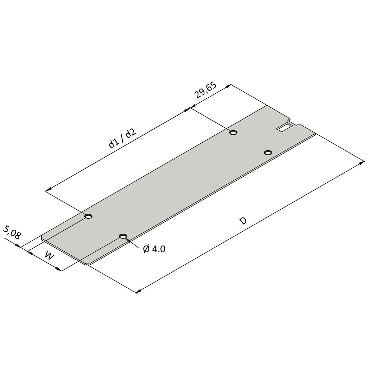 Plaque de recouvrement de l'unité enfichable SCHROFF, sans perforation, 10 CV, 227 mm