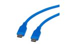 ROLINE Câble USB 2.0, C–C, M/M, silicone, 60W, bleu, 1 m