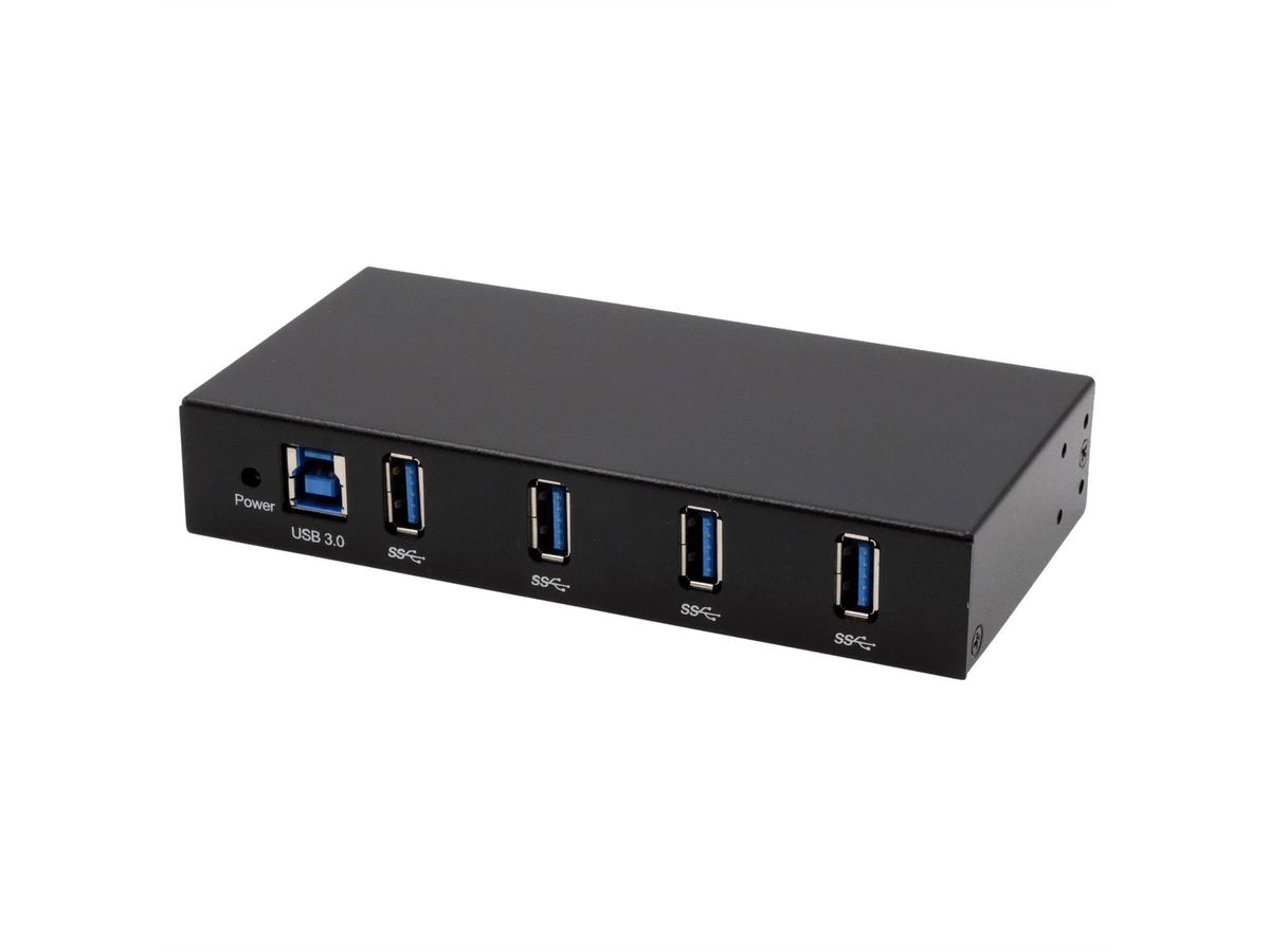 EXSYS EX-11234HMS-2 Hub 4 ports USB 3.2 Gen 1, Kit rail DIN et fixation murale, puce VIA VL817_Q7S