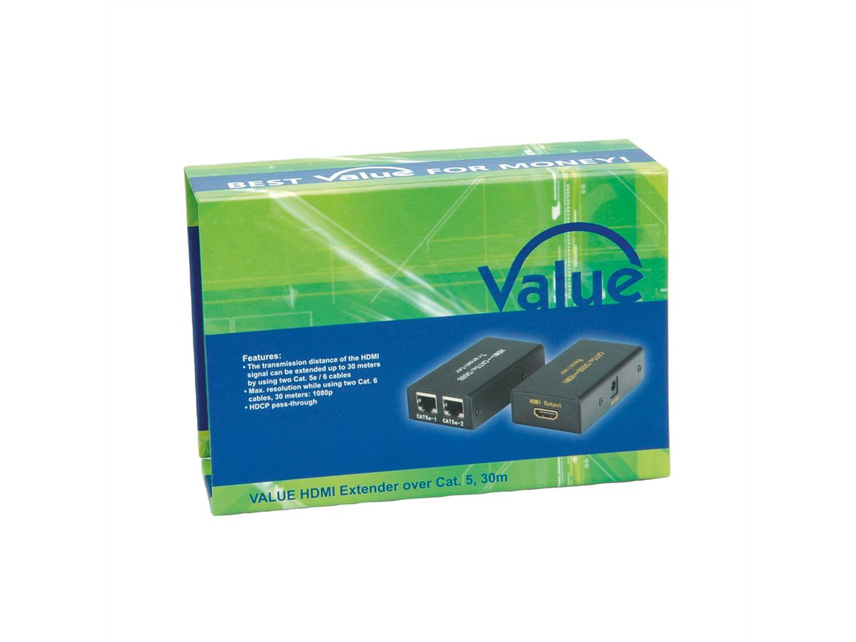 VALUE Prolongateur HDMI via Cat. 5, 25m