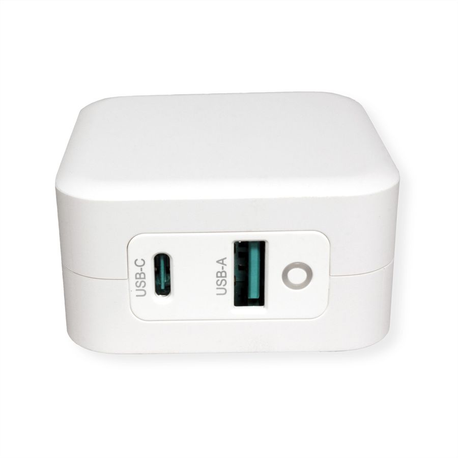 ROLINE Chargeur USB avec prise Euro, 2 ports, 1x QC3.0 + 1x C (PD), 65W