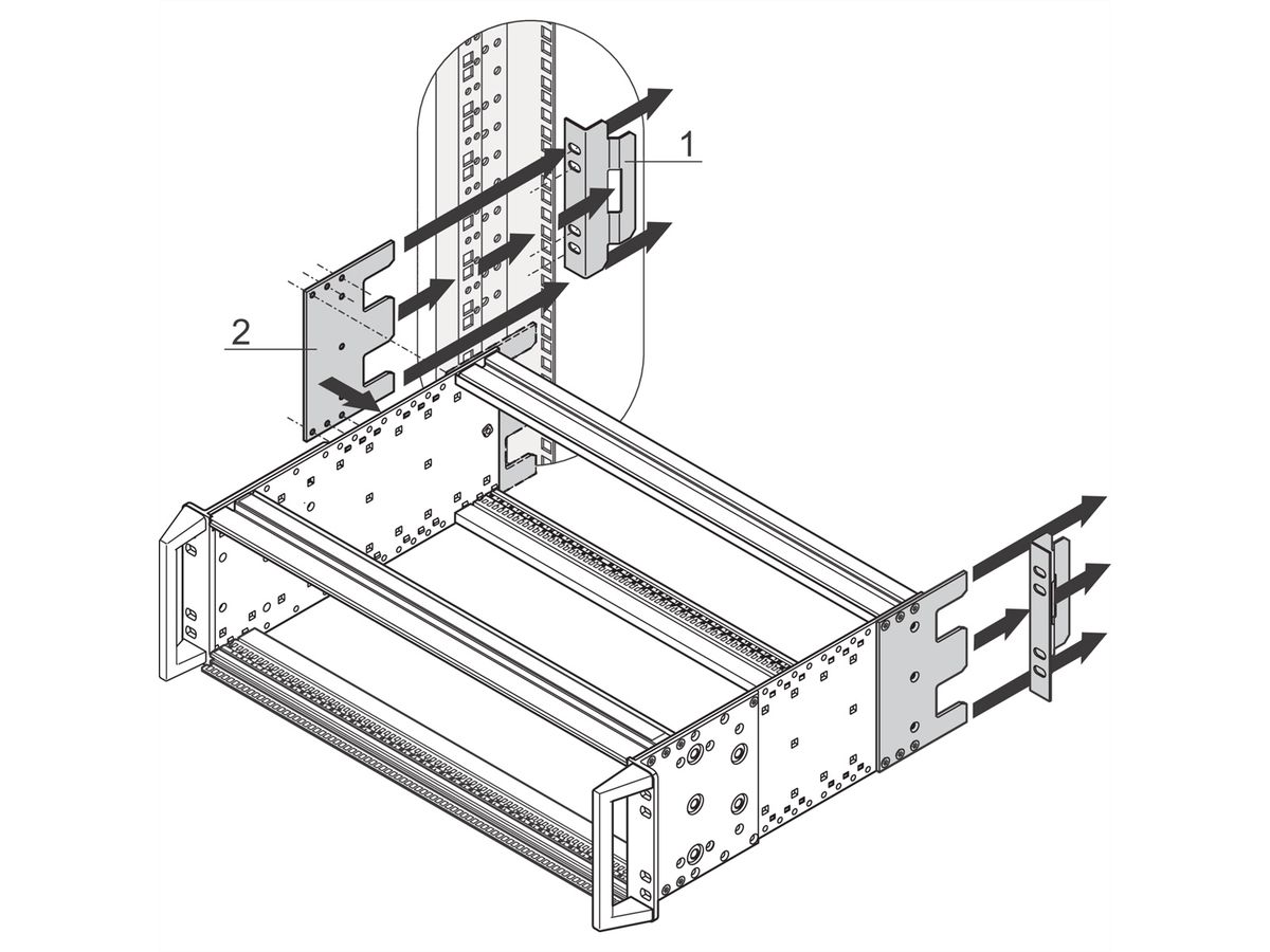 SCHROFF EuropacPRO Adaptateur pour fixation arrière, DL3 Standard dans une armoire, 3 U