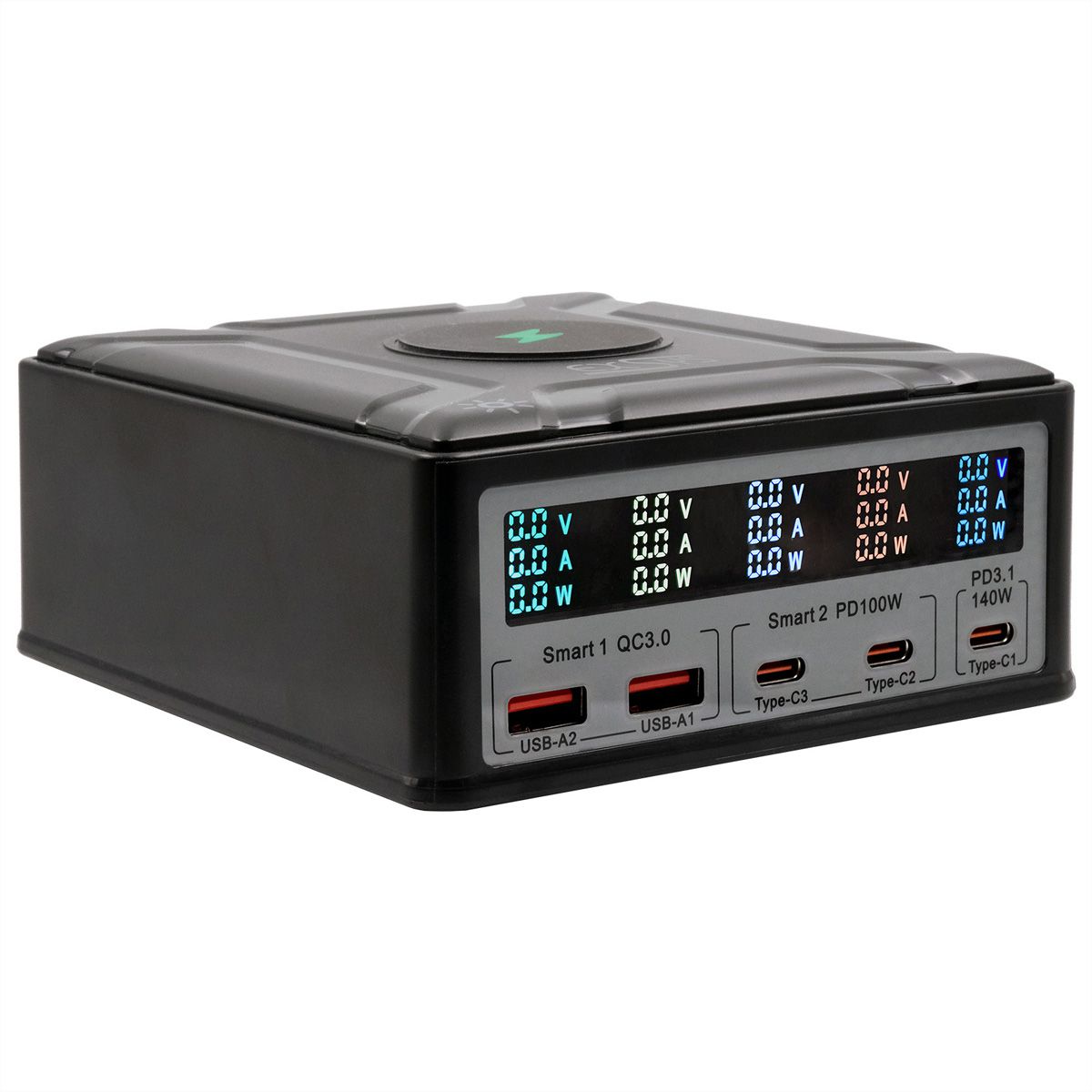EXSYS EX-1107 Chargeur multiports High Power, QI 15W et USB-C PD à max. 260W