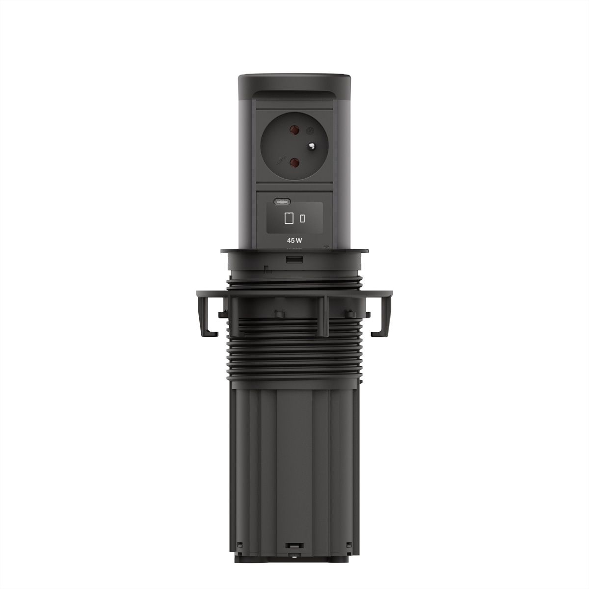 BACHMANN ELEVATOR2 1xUTE 1xUSB C, Chargeur sans fil 15W RAL9005 2,0 m AEH