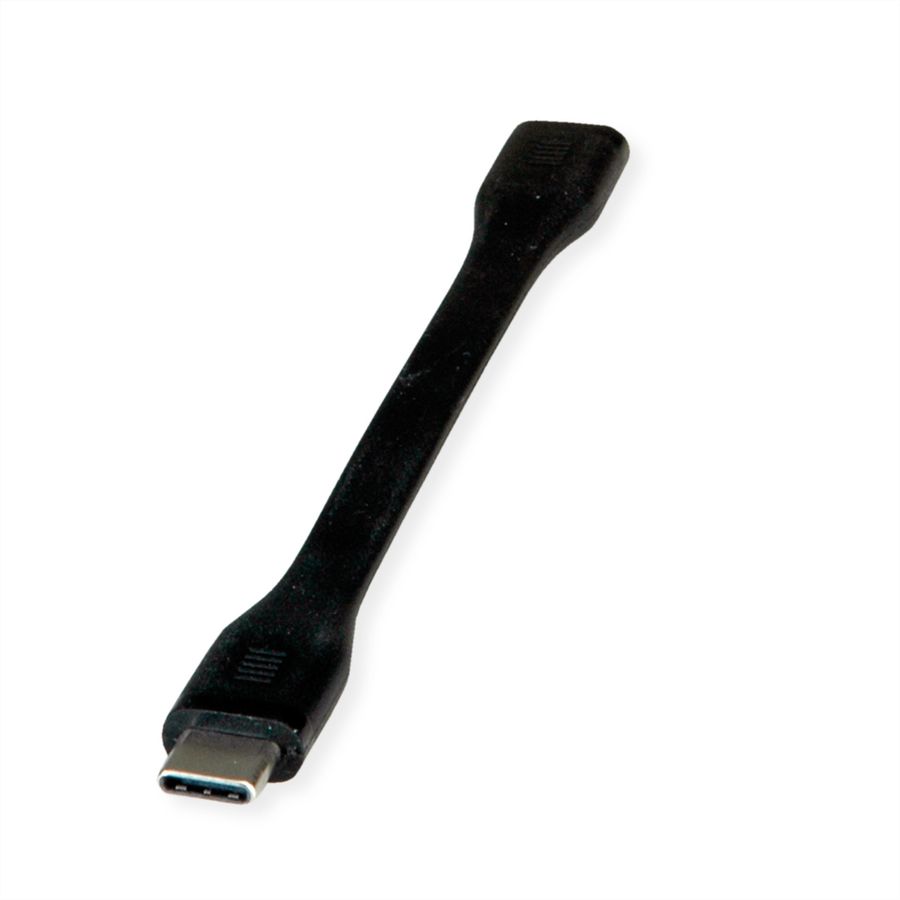 ROLINE Câble USB4 Gen3x2, C-C, M/F, 8K UHD-2, 40Gbit/s, 100W, plat, noir, 11,5 cm
