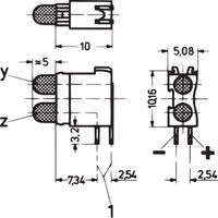 DEL double SCHROFF, forme courte, Ø 3,2 mm, plan de montage 1, jaune