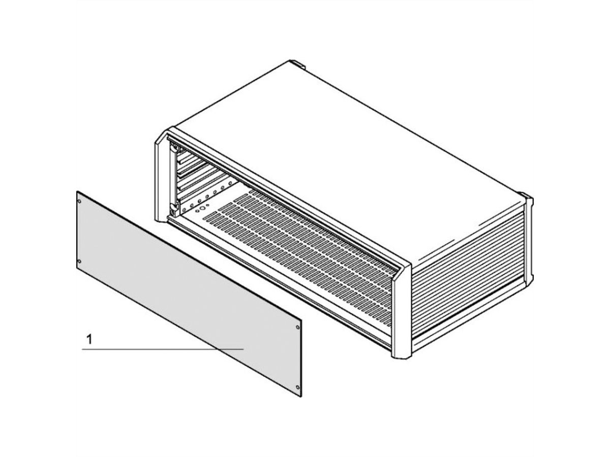 SCHROFF PropacPRO Face avant, pleine largeur, non blindée, 2 U, 42 CV, 2 mm, alu, anodisé, bords non traités