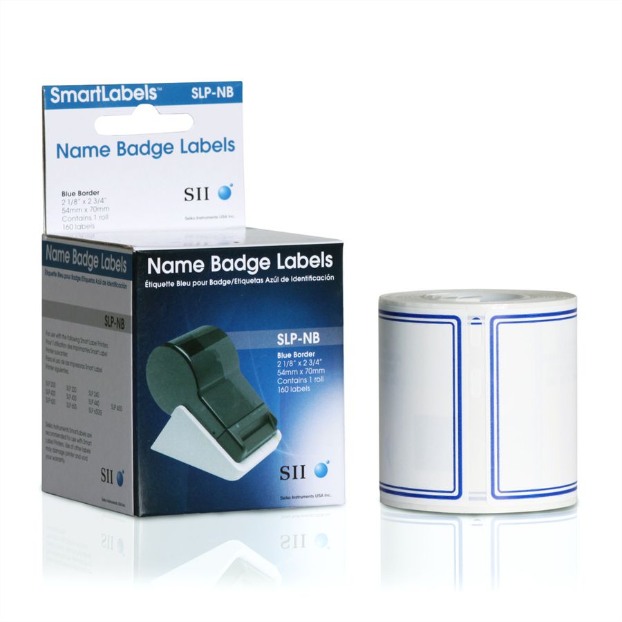 SEIKO SLP-NB Etiquette pour Badge blanche bordure bleue