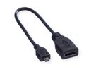 ROLINE Câble HDMI High Speed avec Ethernet, HDMI F - Micro HDMI M, 0,22 m
