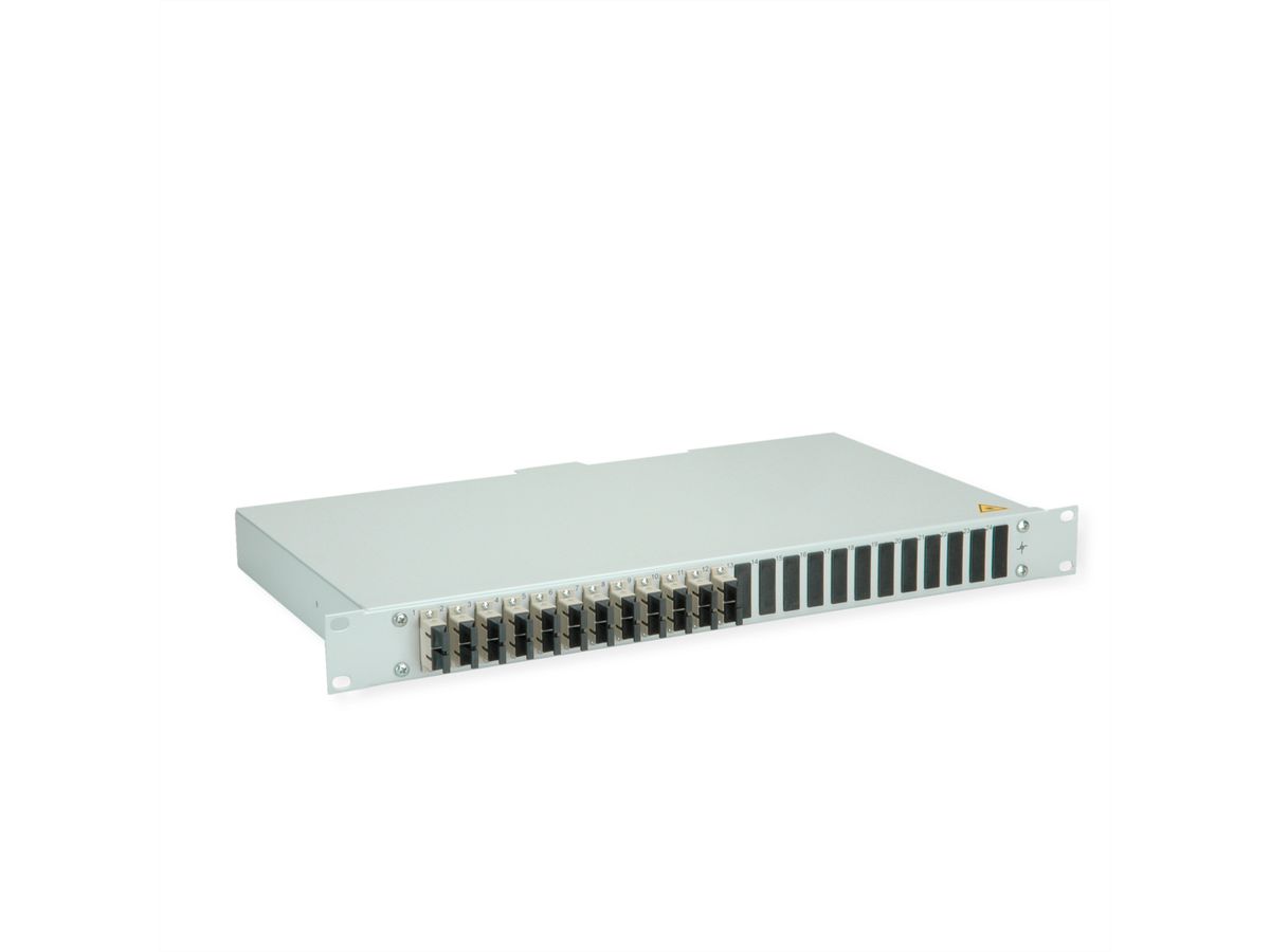 TELEGÄRTNER BASIS eco Panneau FO avec coupleurs et pigtails, 12x SC Duplex, beige, OM2, Grade C