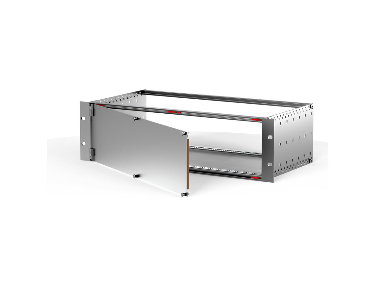 SCHROFF Face avant, blindée, charnières latérales, 3 U, 84 CV, 2,5 mm, alu
