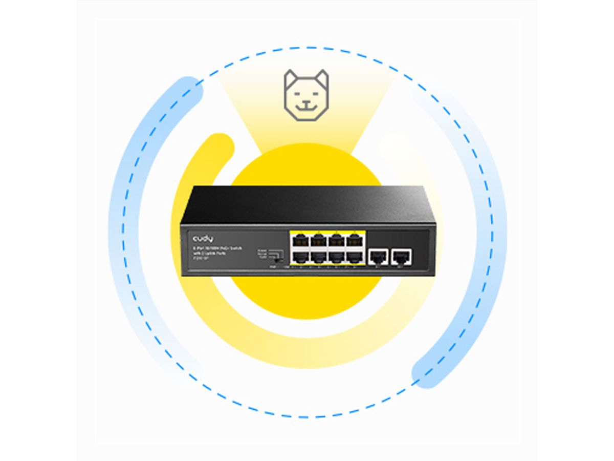CUDY FS1010P Switch 8 ports 10/100M PoE+, 2 ports Uplink 120W