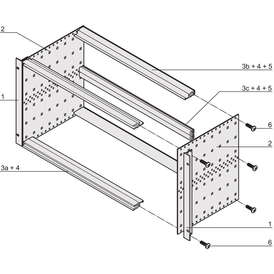 SCHROFF EuropacPRO 19" Kit de bacs à cartes pour cartes-mères, Rail coulissant, 6 U, 295 mm