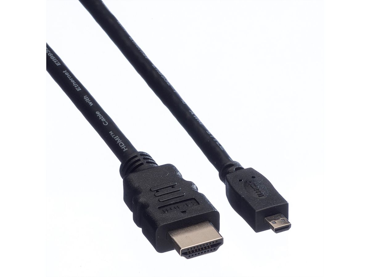 VALUE Câble HDMI High Speed avec Ethernet, HDMI A M - Micro HDMI D M, 2 m