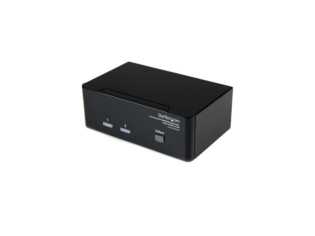 StarTech.com Commutateur KVM USB et double DVI à 2 ports avec audio et hub USB 2.0