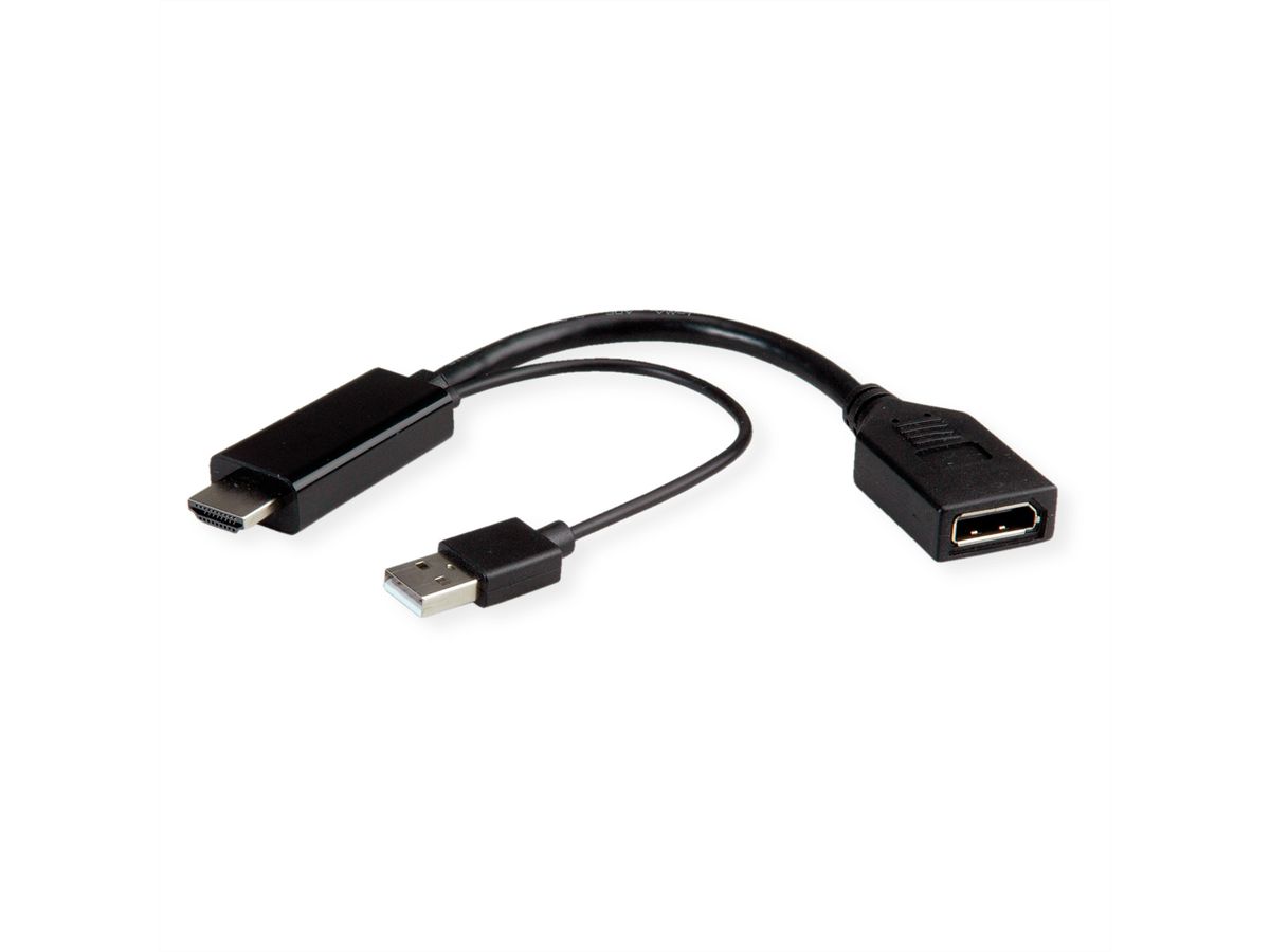 ROLINE Adaptateur HDMI - DisplayPort, 4K, actif, v1.2, HDMI M - DP F, Actif