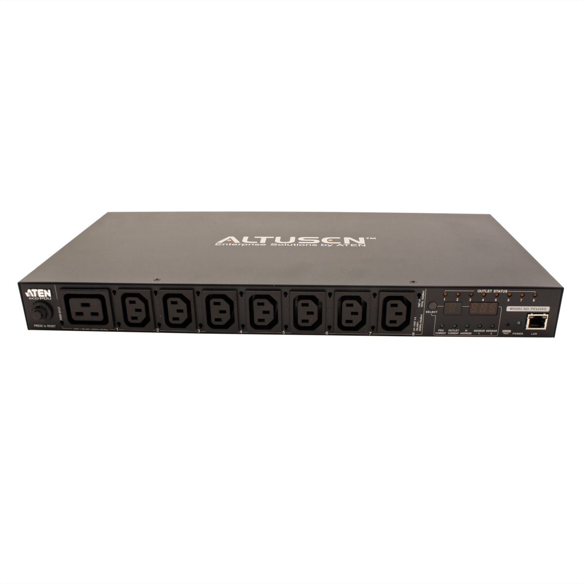 ATEN  PE6208G Multiprise IP, 8 ports, 1U, 7xC13 + 1xC19, 16A, avec compteur