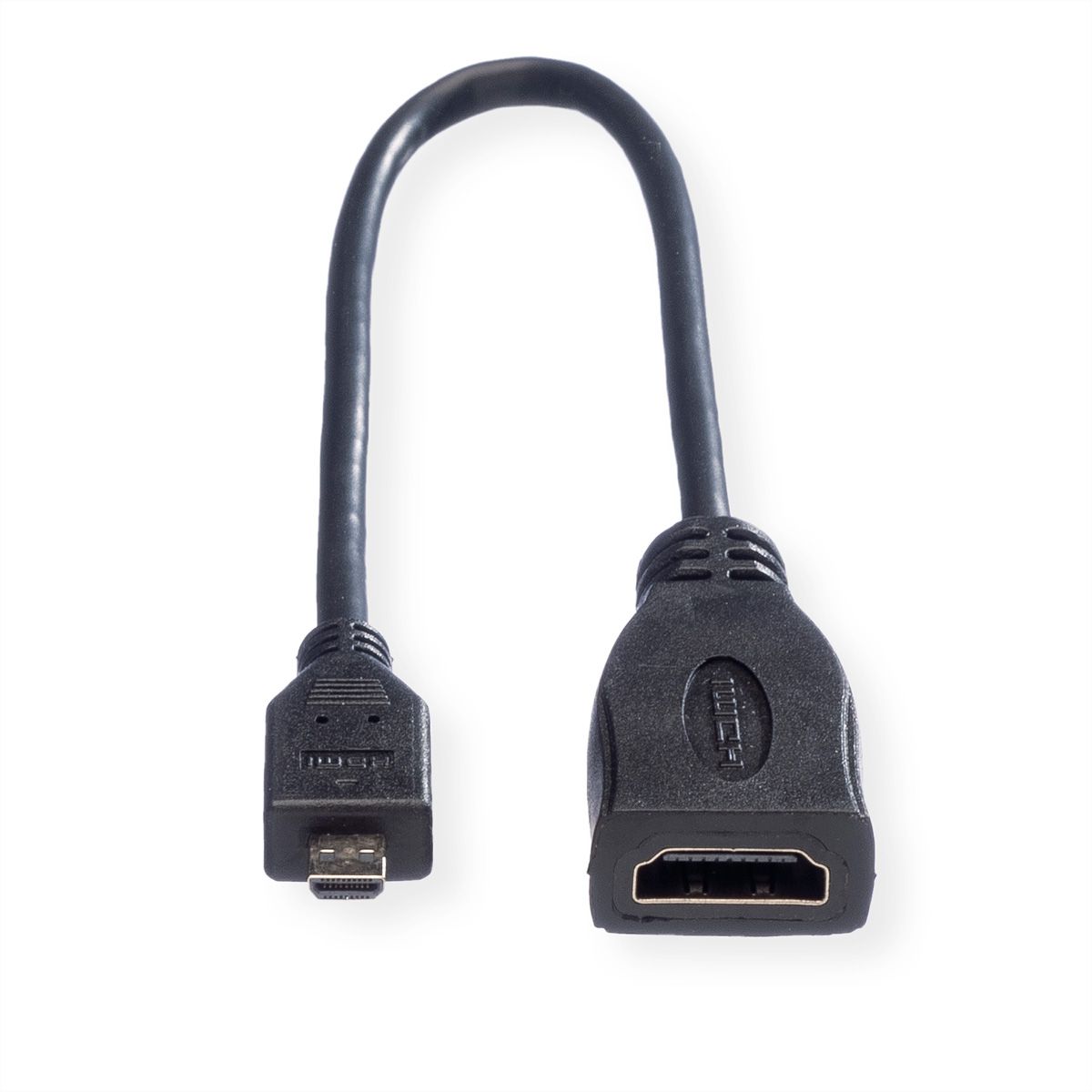 ROLINE Câble HDMI High Speed avec Ethernet, HDMI F - Micro HDMI M, 0,22 m
