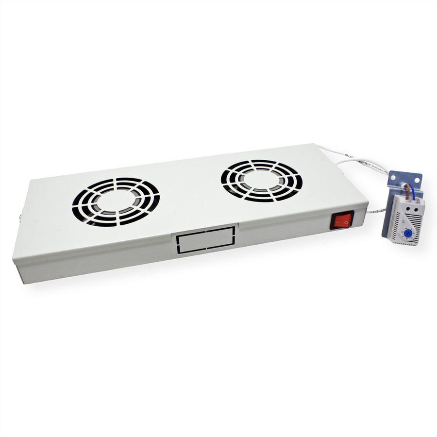 ROLINE 19" Unité de ventilation, 2 ventilateurs, Thermostat gris