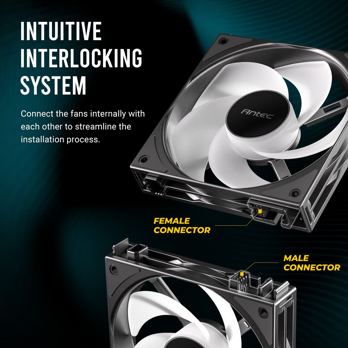 ANTEC C120 ARGB Ventilateur de boîtier PC inversé 120 mm, lot de 3, noir