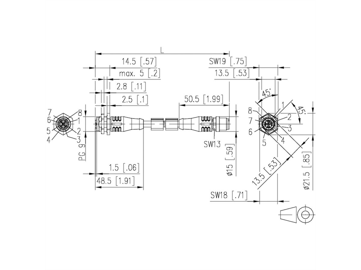 METZ CONNECT Câble Ethernet industriel M12 M/F, codage X, 10 m