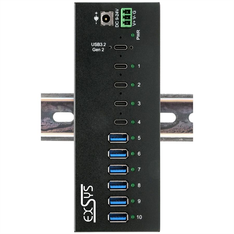 EXSYS EX-12280HMS HUB métallique 10 ports USB 3.2 Gen 2, 4x USB-C et 6x USB-A