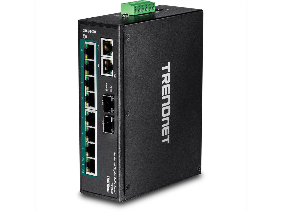 TRENDnet TI-PG102 Switch Rail DIN PoE+ Gigabit industriel à 10 ports