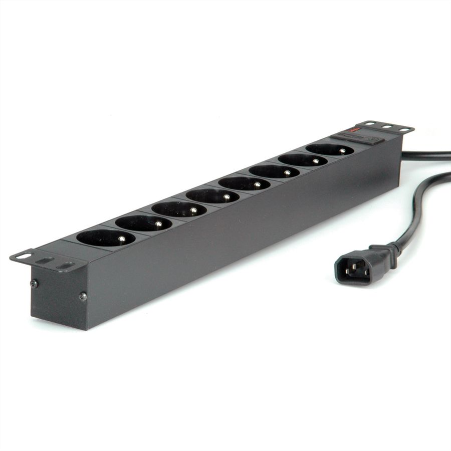 ROLINE Multiprise 19", 8 prises, 2300W, UTE, IEC320 C14 M, noir, 2 m