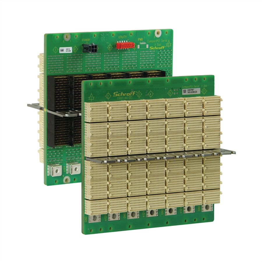 Carte-mère série CPCI SCHROFF, 3 U, 7 slots, System Slot Left, Single Star, avec RIO