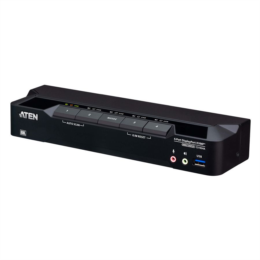 ATEN CS1924A Commutateur KVMP™ DisplayPort 8K USB 3.0 à 4 ports (câbles inclus)