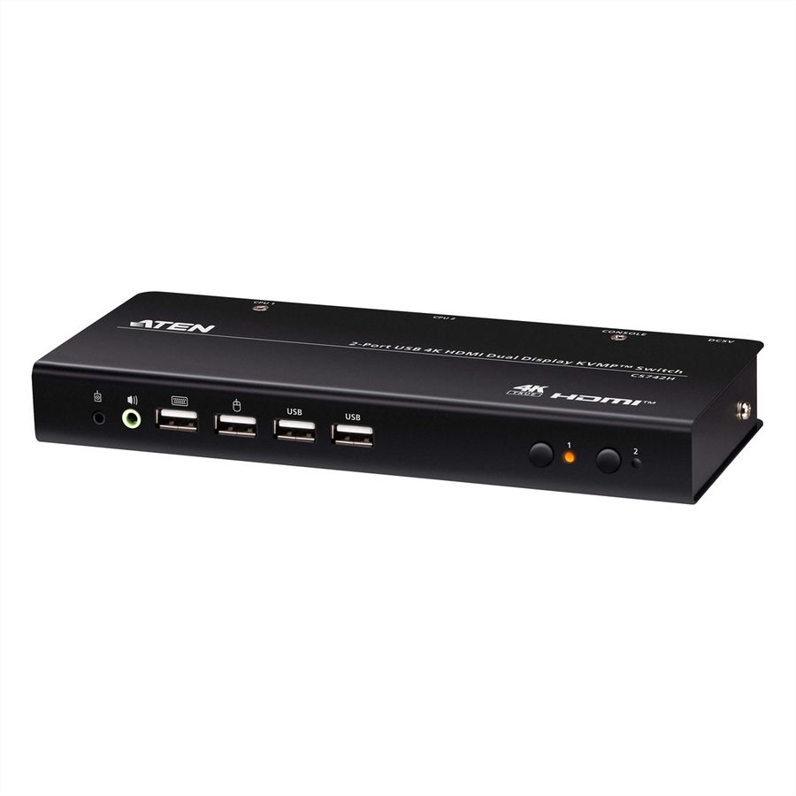 ATEN CS742H Commutateur KVMP™ double écran USB 4K HDMI à 2 ports