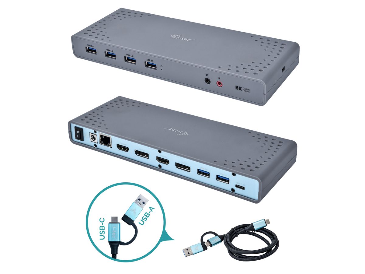 i-tec USB 3.0 / USB-C / Thunderbolt 3 Dual Display Docking Station