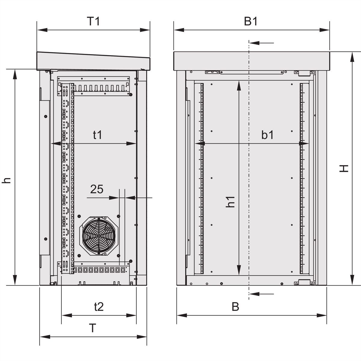 SCHROFF - Armoire unibody pour l'extérieur avec porte simple, 930H 16 U, 700W 500D