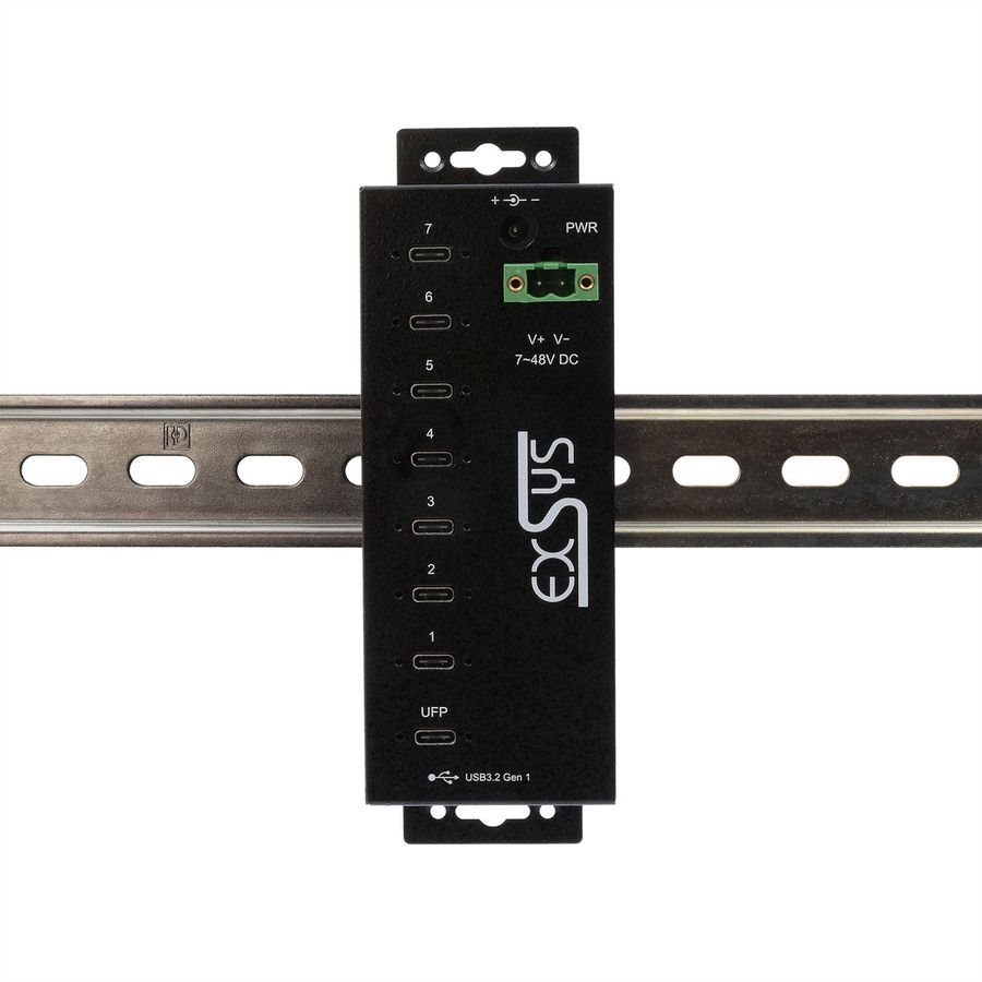 EXSYS EX-1537HMVS Hub USB-C 3.2 Gen 1 métallique à 7 ports, avec protection contre les surtensions EDS 15 kV