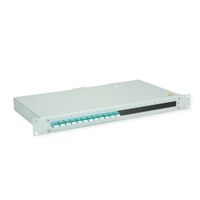 TELEGÄRTNER BASIS eco Panneau FO avec coupleurs et pigtails, 12x LC Duplex, turquoise, OM3, Grade C