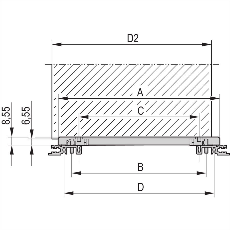 SCHROFF Rail de guidage en plusieurs parties, pièce intermédiaire, profilé aluminium, 160 mm, largeur de rainure 2,5 mm, argent, 10 pièces