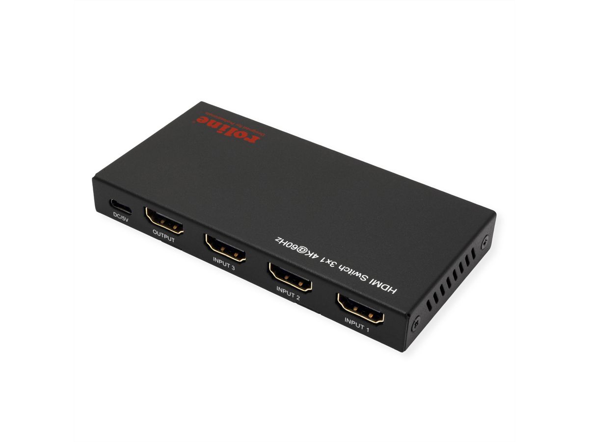 ROLINE Switch HDMI 4K à 3 ports, avec télécommande