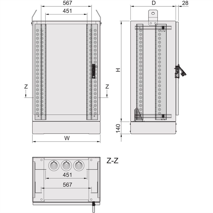 SCHROFF Outdoor Comline FTTX Cabinet With Single Access, 1200H 800W 600D