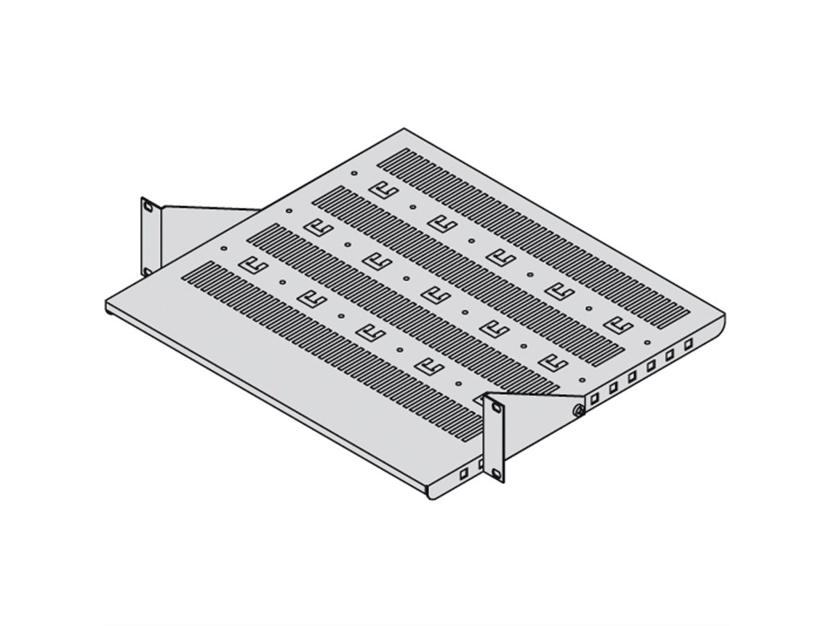 SCHROFF Etagère 19", réglable en profondeur, 2 UH, 430 x 250mm, RAL7021