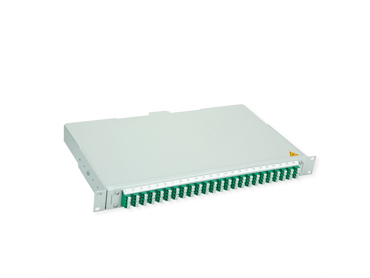 TELEGÄRTNER BASIS V Panneau fibre optique avec coupleurs & Pigtails , 24x LC Quad, vert, OS2 APC