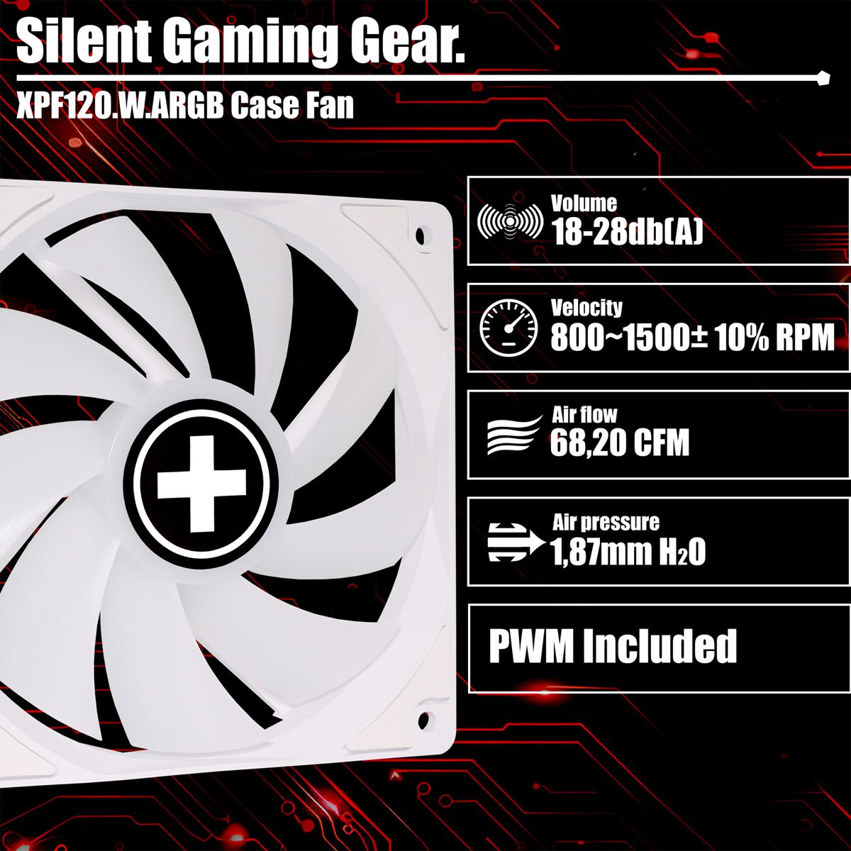 Xilence XPF120.W.ARGB 120mm PWM Ventilateur de boîtier, ARGB LED