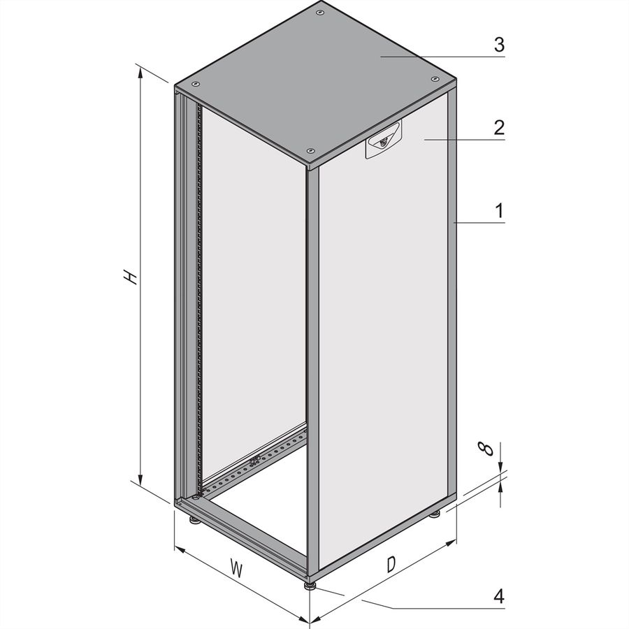 Armoire Novastar SCHROFF sans porte ni panneau arrière, Heavy-Line, RAL 7021, 1567H 553W 600D