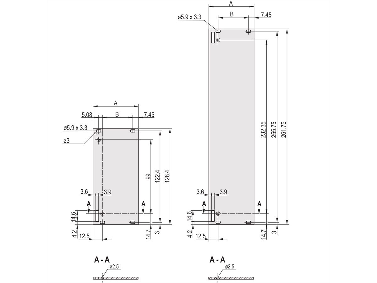 SCHROFF Plug-In Units Face avant, non blindée, pour poignée forme 1, 6 U, 10 CV, 2,5 mm, alu, anodisé frontal, conducteur arrière