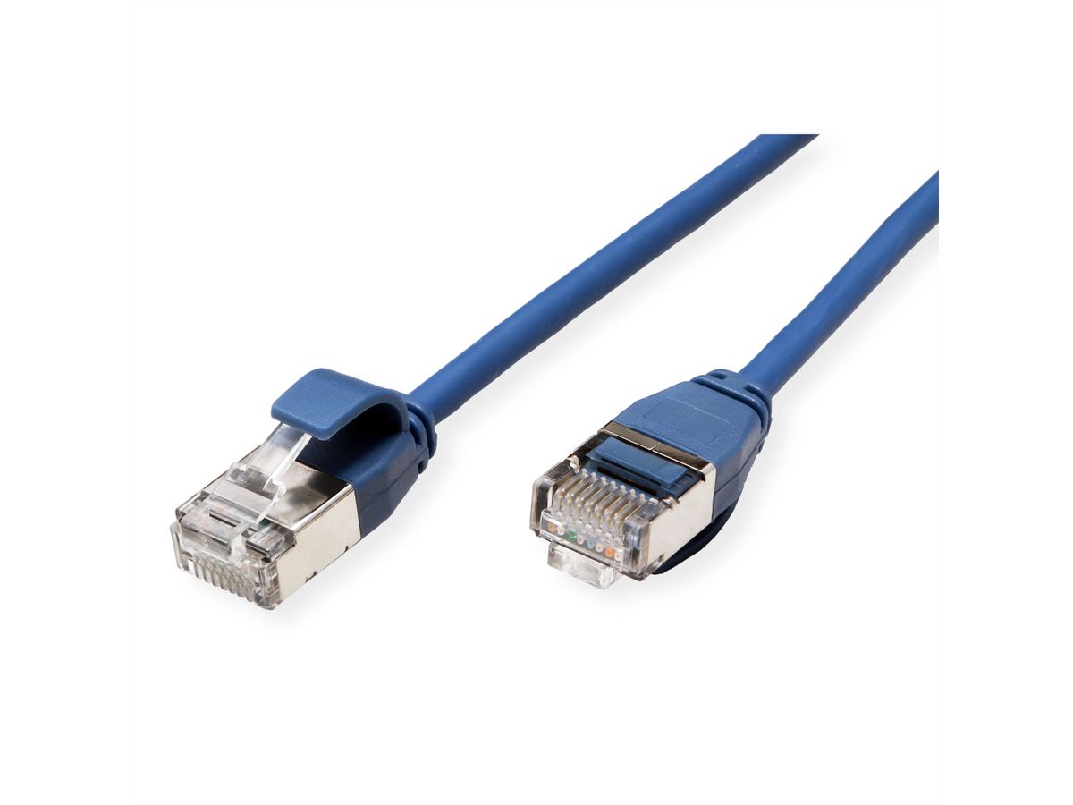ROLINE Cordon DataCenter U/FTP Cat.6A (Classe EA), LSOH, slim, bleu, 5 m