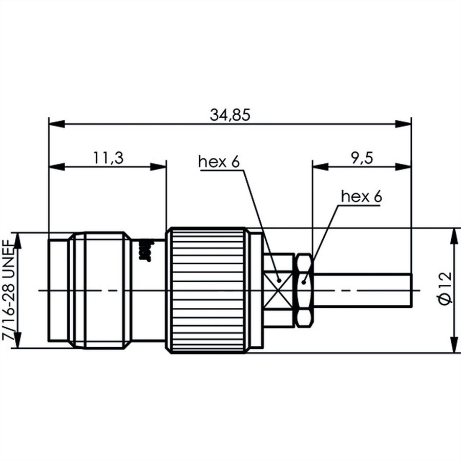 TELEGÄRTNER Prise de câble TNC 50 Ohm pour RG-178B/U