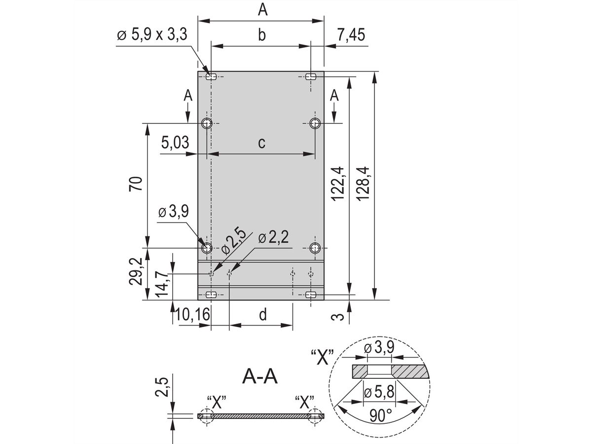 SCHROFF Unité enfichable de type cadre, face avant, non blindée, 3 U, 28 HP, 2,5 mm, alu, face avant anodisée, face arrière conductrice