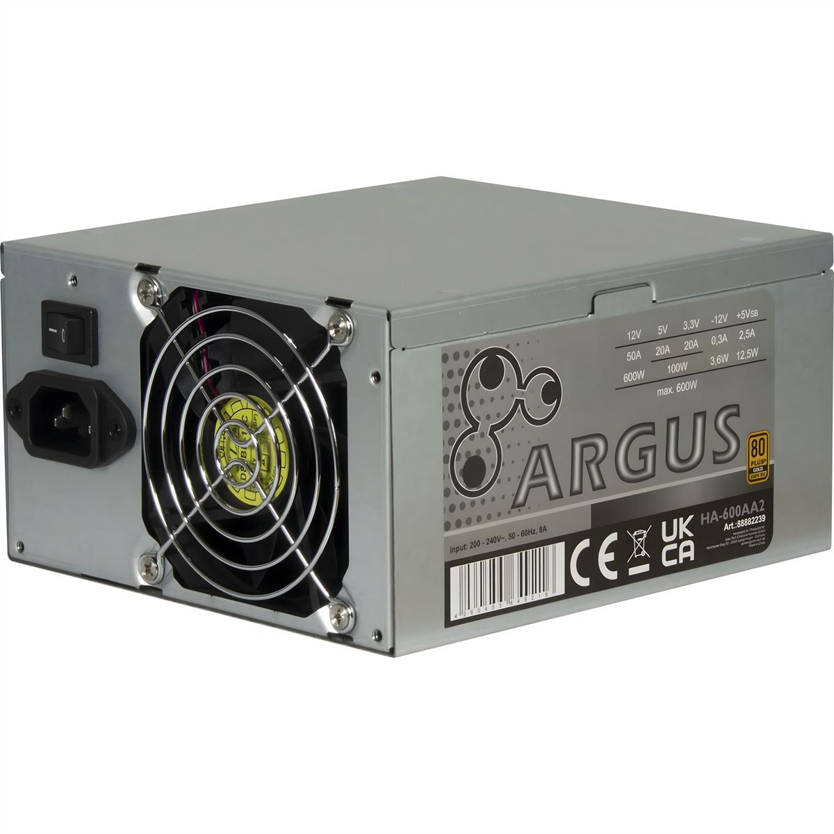 Bloc d'alimentation ATX 600 W avec ventilateur 80 mm, Solution compacte pour boîtier serveur 2U